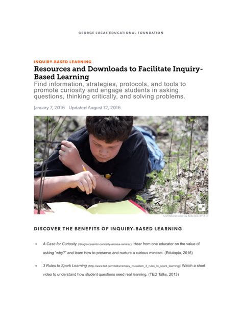 Resources And Downloads To Facilitate Inquiry Based Learning Inquiry Science Lesson Plans - Inquiry Science Lesson Plans