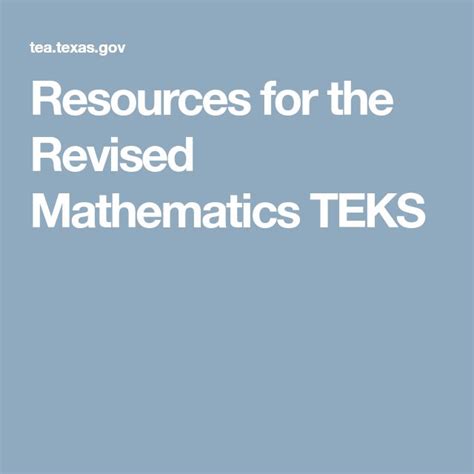 Resources For The Revised Mathematics Teks Texas Education Teks 8th Grade Math - Teks 8th Grade Math