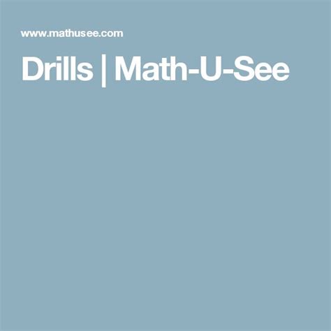 Resources Math U See Math Drill - Math-drill
