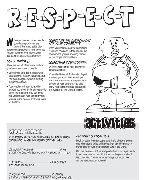 Respect Worksheets For Middle School Respect Worksheet For Kids - Respect Worksheet For Kids