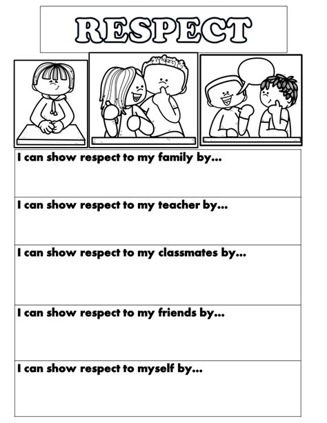 Respect Worksheets For Middle School Worksheet On Respecting Others - Worksheet On Respecting Others