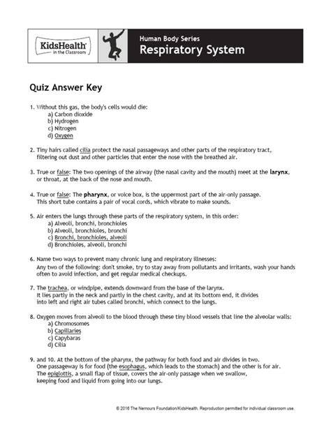 respiratory system mastery test answers