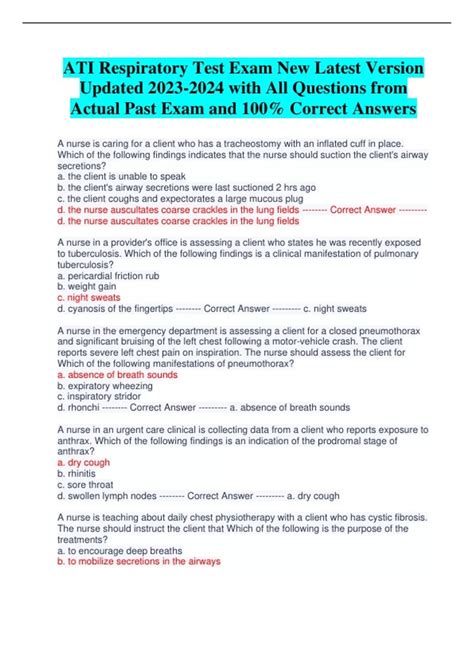 Read Respiratory Test Questions And Answers 