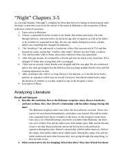 responding night chapters 3 through 5 answers