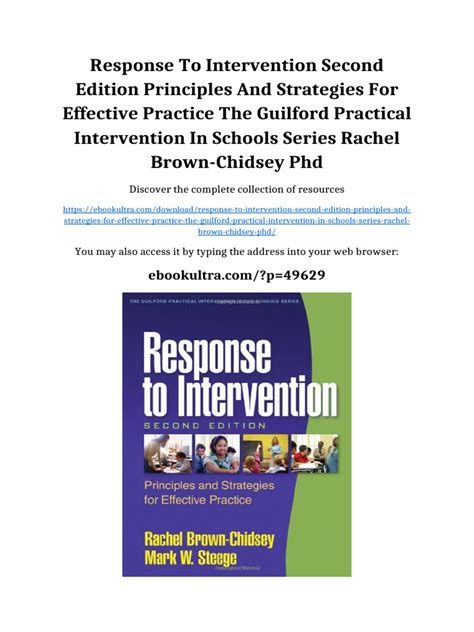 Response To Intervention Second Edition Principles And Strategies For Effective Practice Guilford Practical Intervention In The Schools
