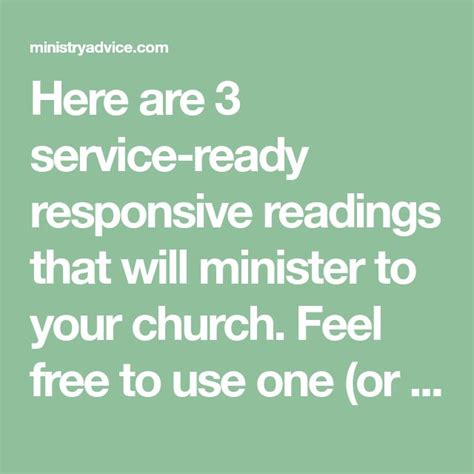 Responsive Readings For Church Service