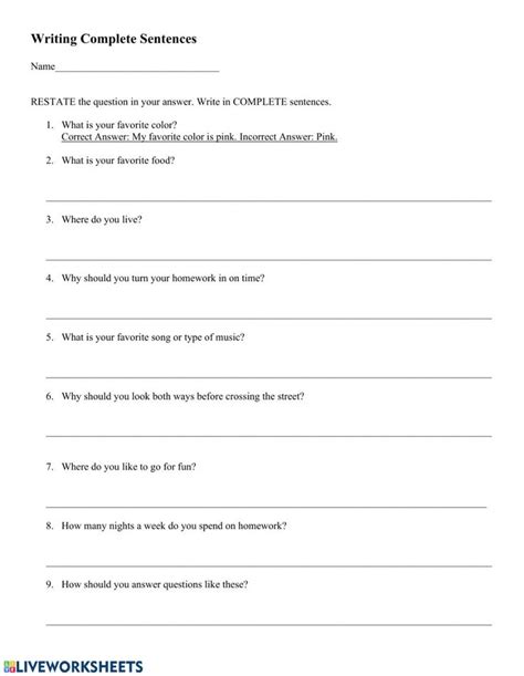 Restate Questions Interactive Worksheet Live Worksheets Restating The Question Worksheet - Restating The Question Worksheet