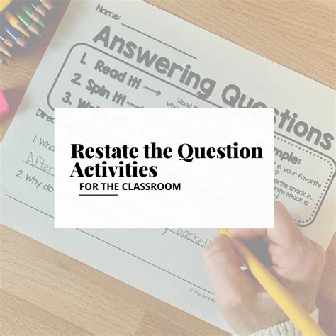 Restating The Question Lesson Teaching With A Mountain Restating Questions Worksheet - Restating Questions Worksheet