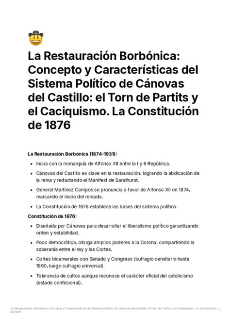 Restauración Borbónica En España