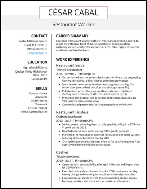  Restaurant Objectives For Resume - Restaurant Objectives For Resume