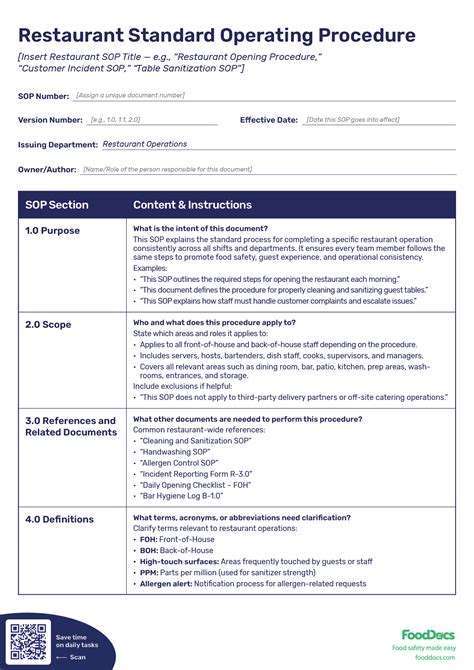 Restaurant Standard Operating Procedures Manual In California
