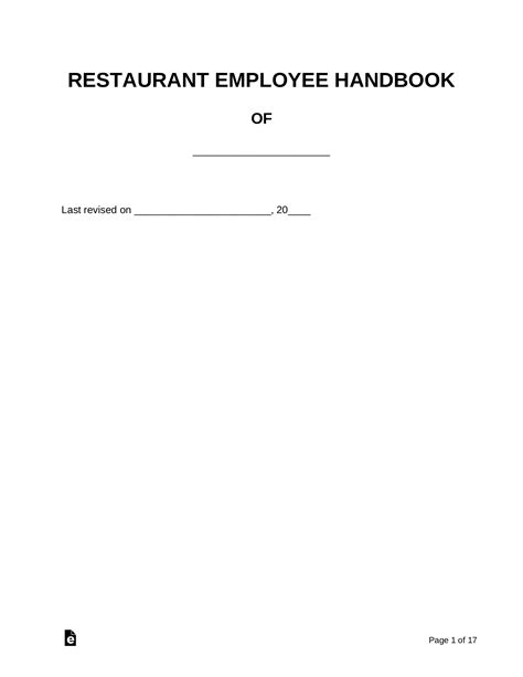 Download Restaurant Employee Manual Template 