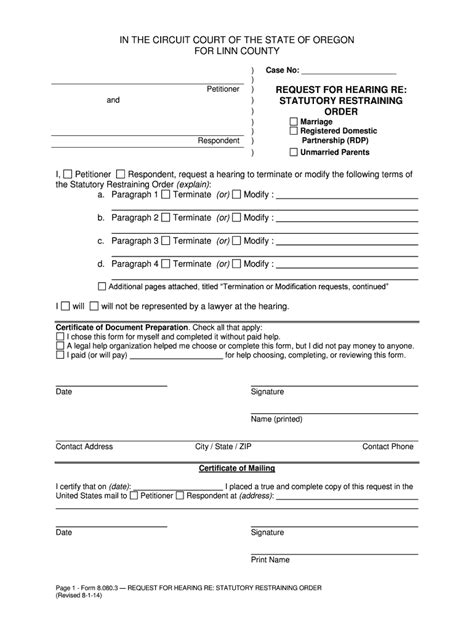 restraining order oregon