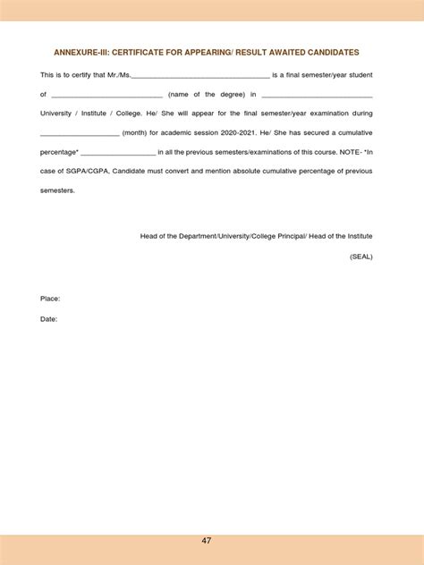 Result Awaited Certificate