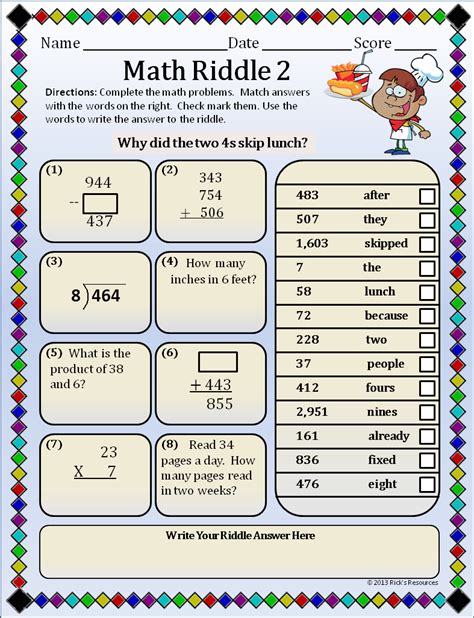 Results For 5th Grade Math Riddle Worksheets Tpt Riddle Me Math Worksheets - Riddle Me Math Worksheets