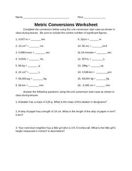 Results For Chemistry Conversions Worksheet Tpt Chemistry Conversion Factors Worksheet Answers - Chemistry Conversion Factors Worksheet Answers