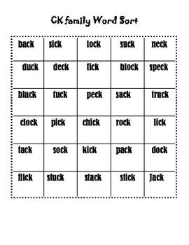Results For Ck Word Pictures Tpt Ck Sound Words With Pictures - Ck Sound Words With Pictures