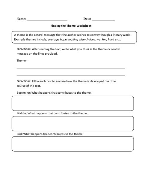 Results For Free Theme Worksheets 3rd Grade Tpt Theme Worksheet 3 - Theme Worksheet 3