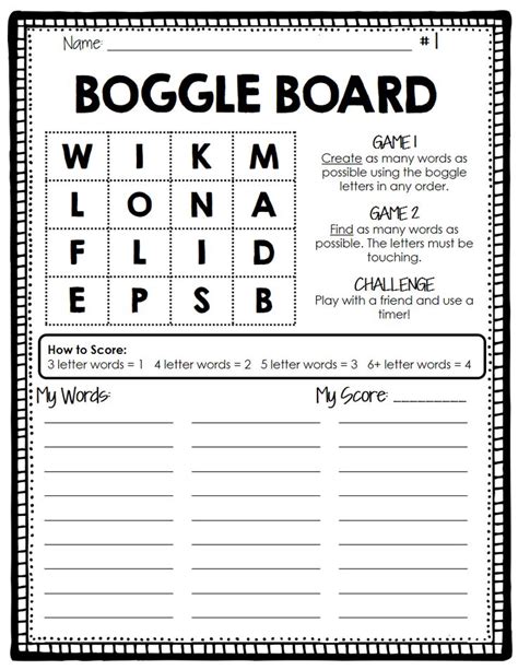 Results For Grade 1 Boggle Board Tpt Boggle Worksheet 1st Grade - Boggle Worksheet 1st Grade