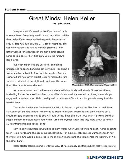 Results For Helen Keller Reading Comprehension Second Grade Helen Keller Activities For Second Grade - Helen Keller Activities For Second Grade
