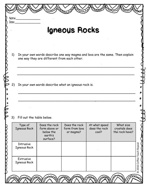 Results For Igneous Rocks Worksheet Tpt Igneous Rock Worksheet Answers - Igneous Rock Worksheet Answers