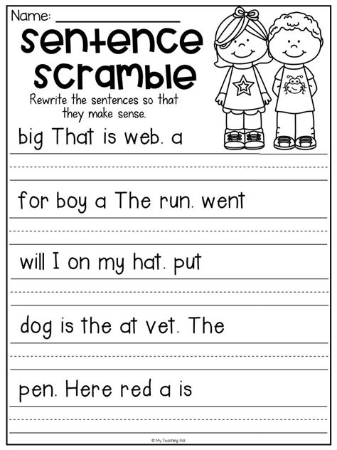 Results For Scrambled Sentences Kindergarten Tpt Kindergarten Unscramble Sentences Worksheet - Kindergarten Unscramble Sentences Worksheet