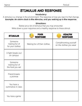 Results For Stimulus And Response Tpt Stimulus Response Worksheet Middle School - Stimulus Response Worksheet Middle School