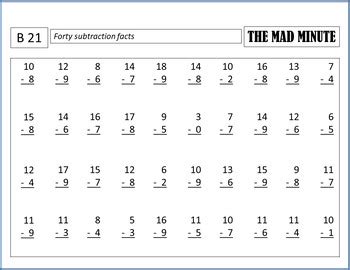 Results For Subtraction Mad Minute Tpt Mad Minutes Subtraction - Mad Minutes Subtraction