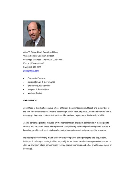 resume biography examples