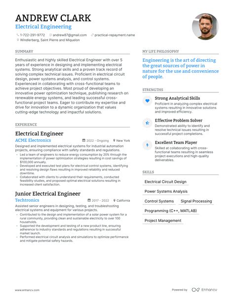 Resume Of Electrical Engineering Student