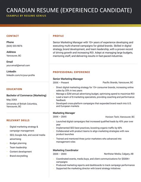 Resume Samples Canada
