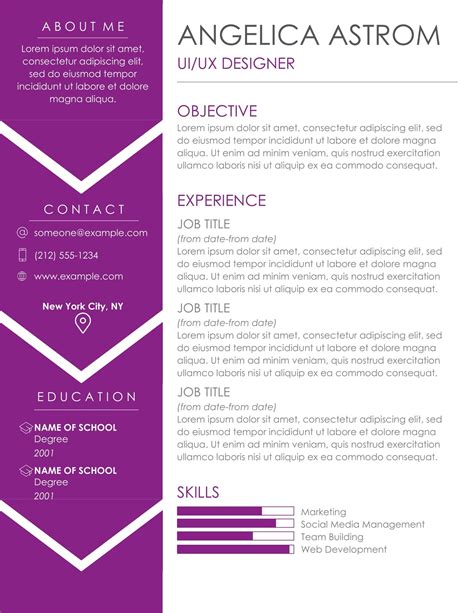 resume template with photo free download