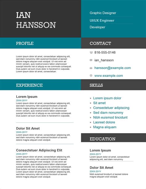 resume templates word free download