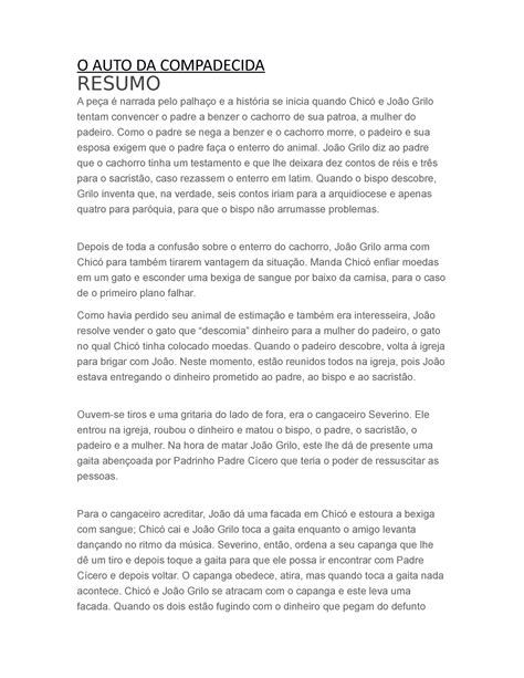 Resumo Auto Da Compadecida