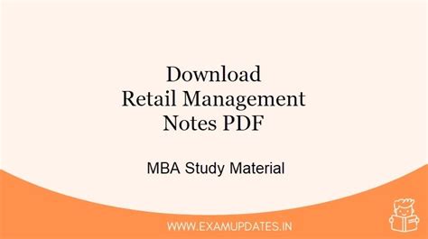 Retail Management Notes For Mba Anna University