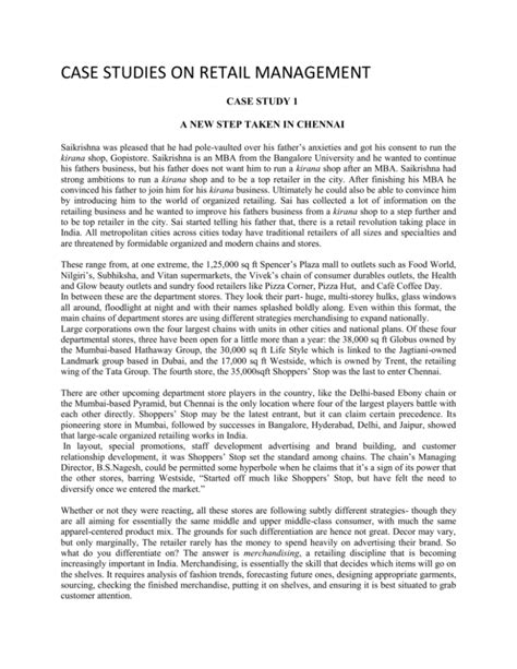 Download Retail Management Case Studies With Solution 
