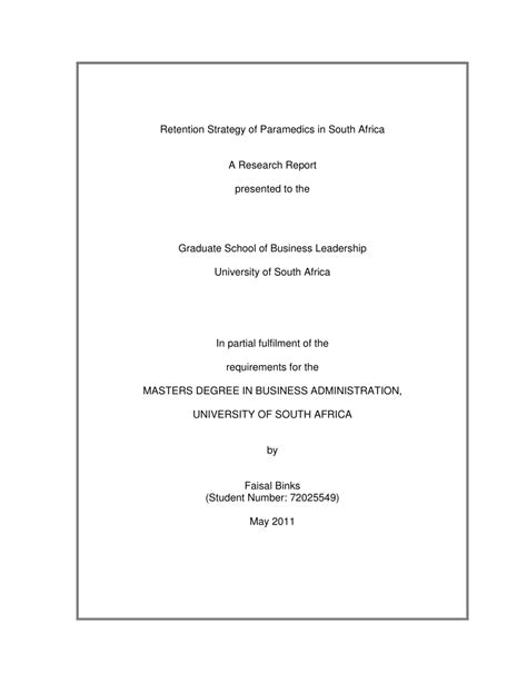 Full Download Retention Strategy Of Paramedics In South Africa A 