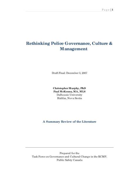 Download Rethinking Police Governance Culture Management 