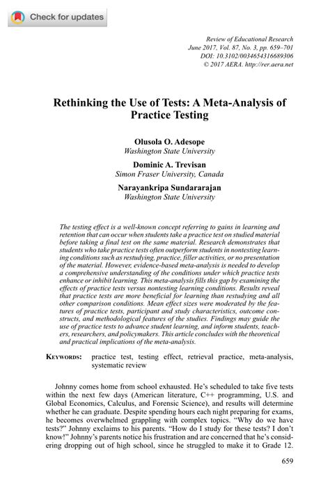 Read Rethinking The Use Of Tests A Meta Analysis Of Practice 