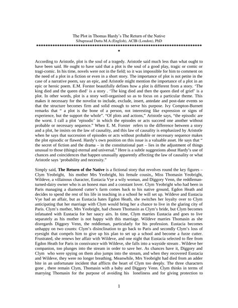 Return Of The Native Synopsis