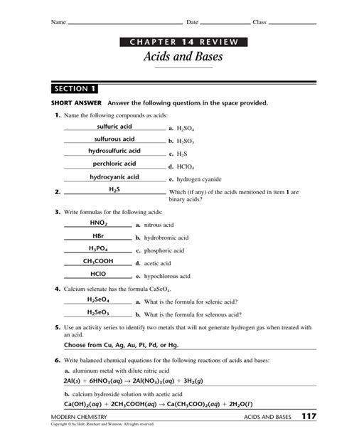 review acids and bases answer key holt