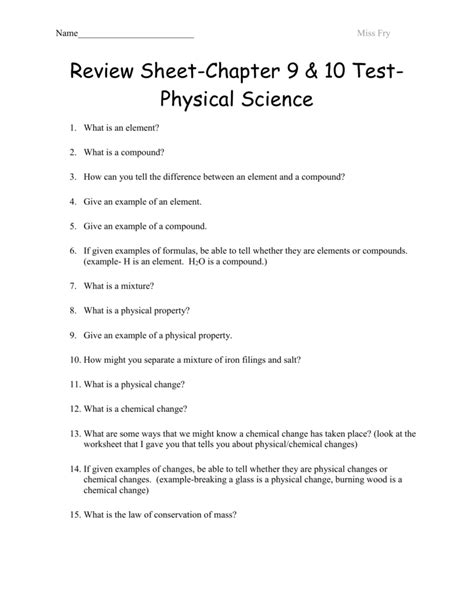 Review Physical Science