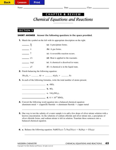 review section 2 chemical equations and reactions