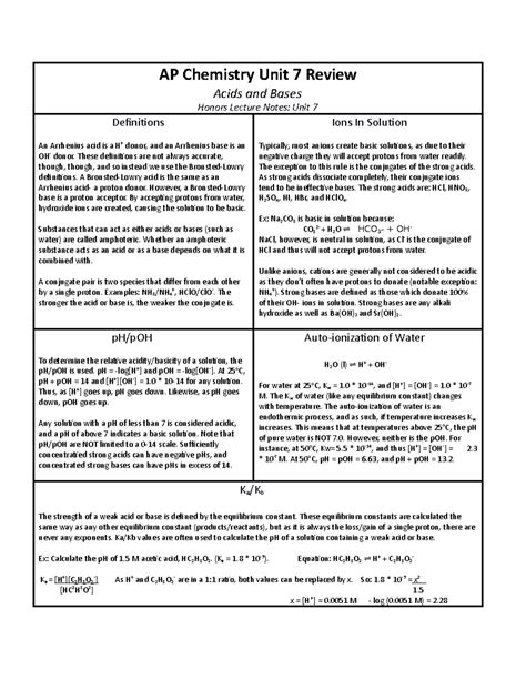 review sheet unit 7 chemistry answers