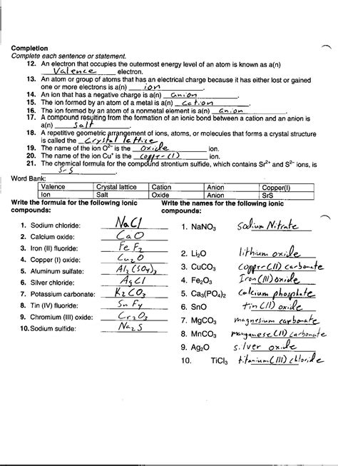 Read Review And Reinforcement Ionic Bonding Answer Key 