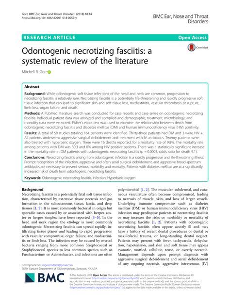 Read Online Review Open Access Necrotizing Fasciitis Literature 
