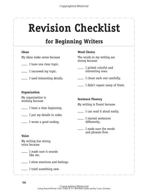Revising Reading Rockets Revision Checklist Middle School - Revision Checklist Middle School