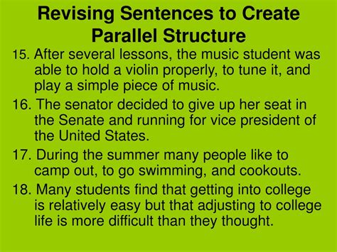 Revising Sentences To Create Parallel Structure Answers
