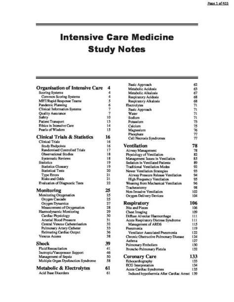revision notes in intensive care medicine oxford s