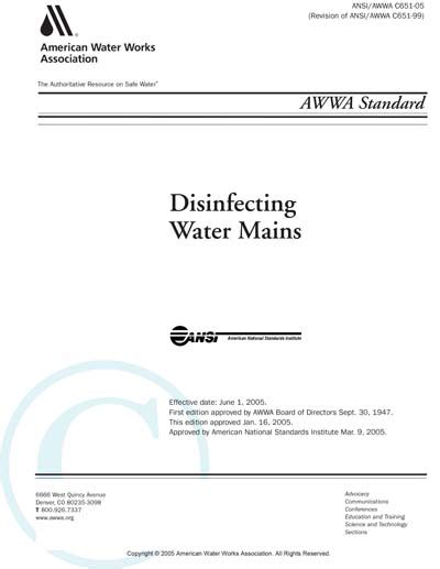 Read Revision Of Awwa C651 14 The Water Main Disinfection Standard 